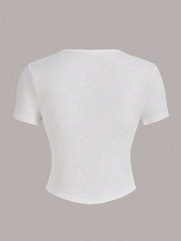 Cut Out O-ring Detail Crop Tee