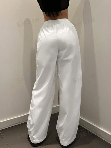 ICON Drawstring Waist Split Thigh Wide Leg Pants