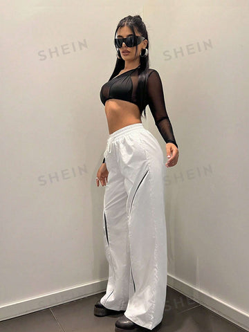 ICON Drawstring Waist Split Thigh Wide Leg Pants