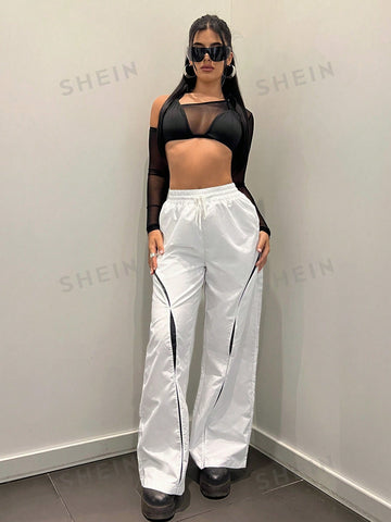 ICON Drawstring Waist Split Thigh Wide Leg Pants