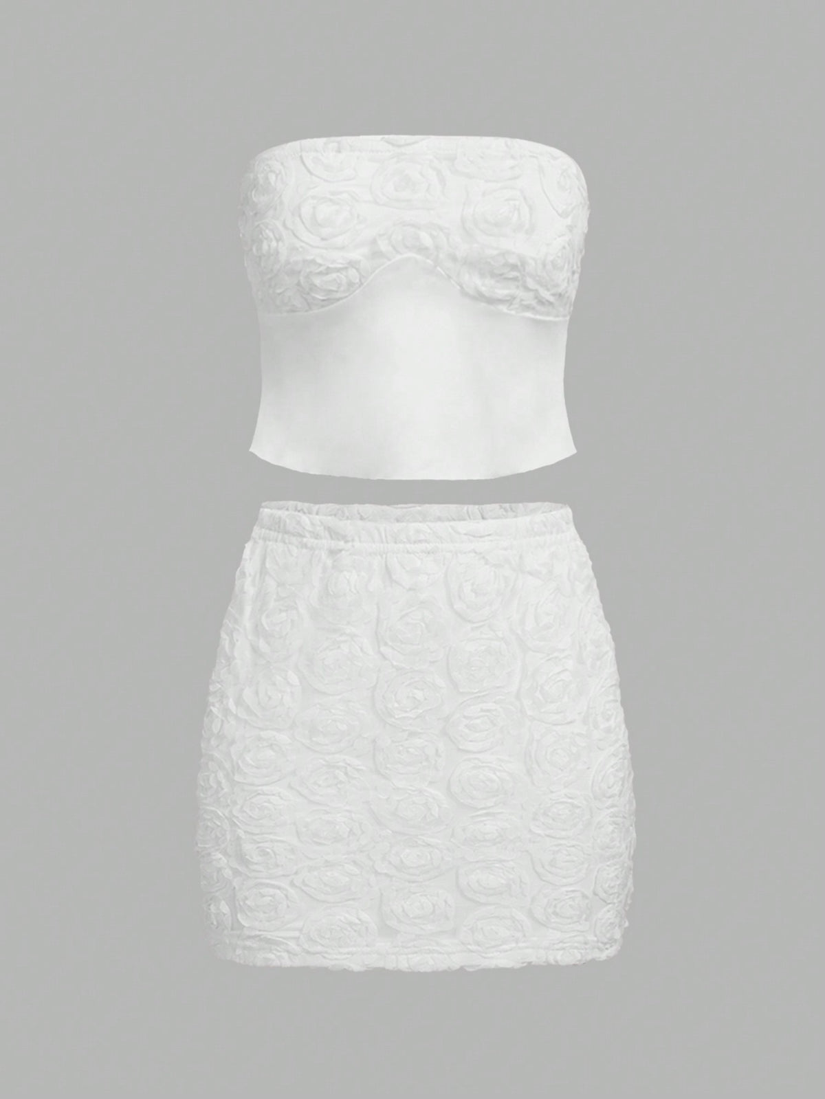 Floral Applique Tube Top And Skirt Set