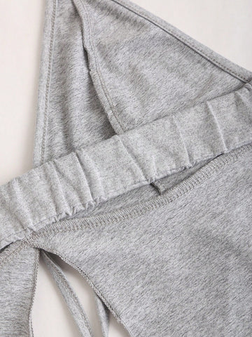 Halter Top & Pleated Skirt Set With Strap