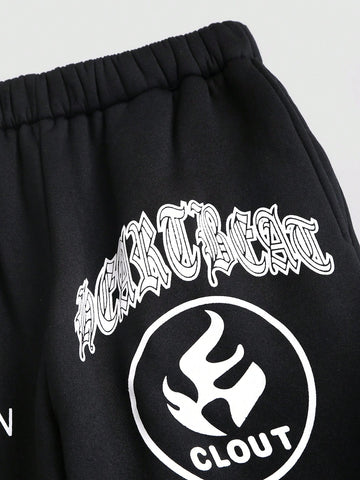 Hooded Sweatshirt And Pants Set With Printed Pattern