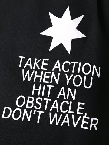 Hooded Sweatshirt And Pants Set With Printed Pattern