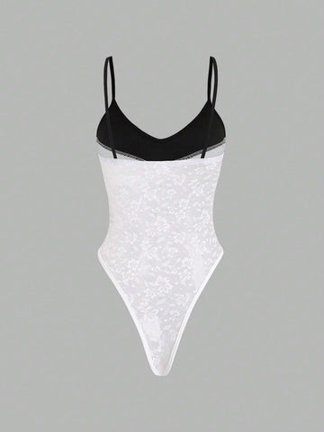 Ladies" Fashionable Sexy Butterfly Knot Lace Jumpsuit