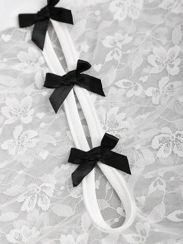 Ladies" Fashionable Sexy Butterfly Knot Lace Jumpsuit