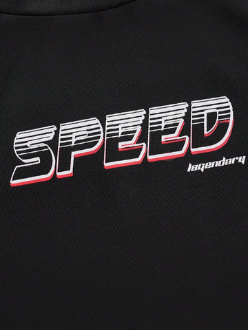 Letter Graphic Top-stitching Crop Tee