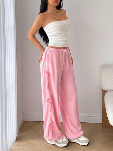 ICON Low-Waist Drawstring Bow Accent Sweatpants