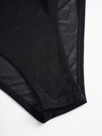 Mesh High Neck One Piece Jumpsuit