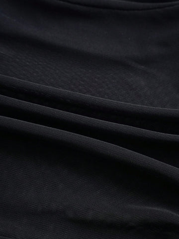 Mesh High Neck One Piece Jumpsuit