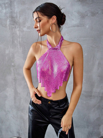 ICON Metallic Flat Irregular Design Tank Top