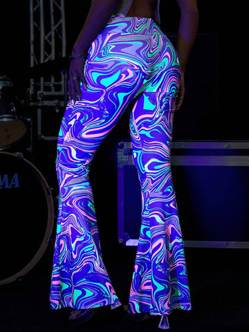 ICON Music Festival Night Reflective Stripe Bell Bottom Trousers