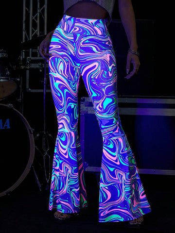 ICON Music Festival Night Reflective Stripe Bell Bottom Trousers