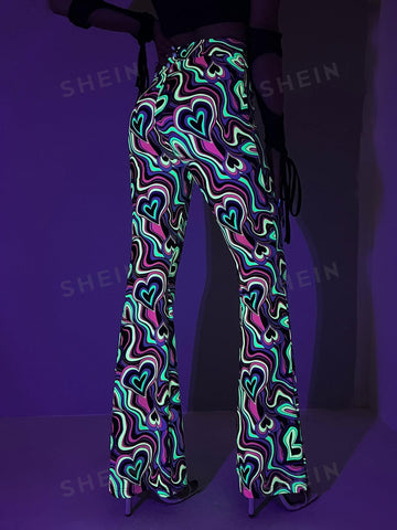 ICON Reflective Allover Print Flare Leg Graphic Pants