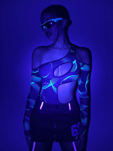 ROMWE Hippie Broad Shoulder Strap Pocket Printed Casual Jumpsuit