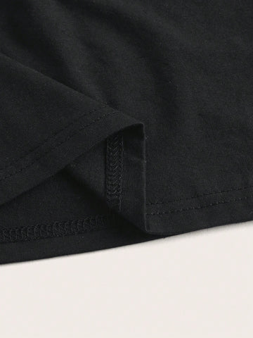 Solid Asymmetrical Neck Crop Tee