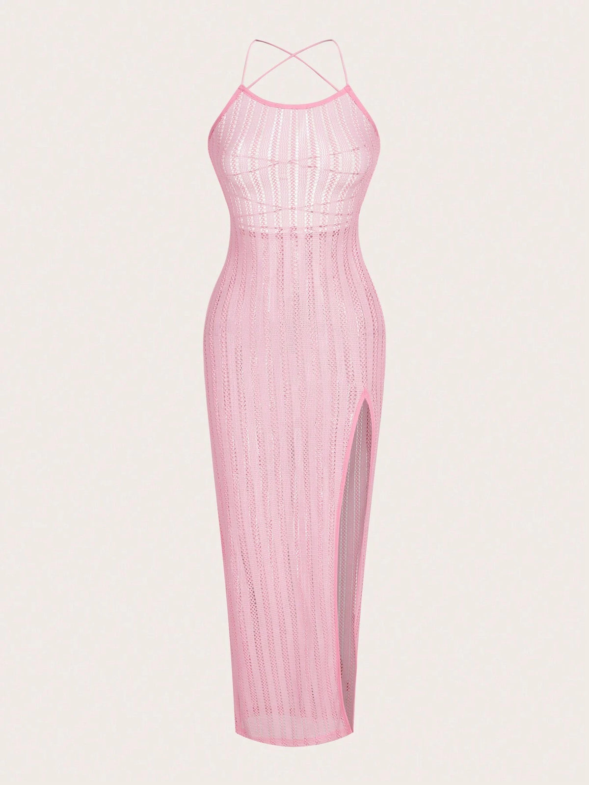 Solid Color High Side Slit Spaghetti Strap Maxi Dress