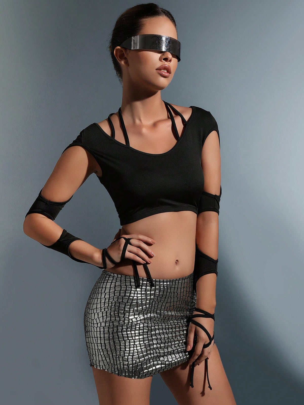 Solid Cut Out Crop Tee