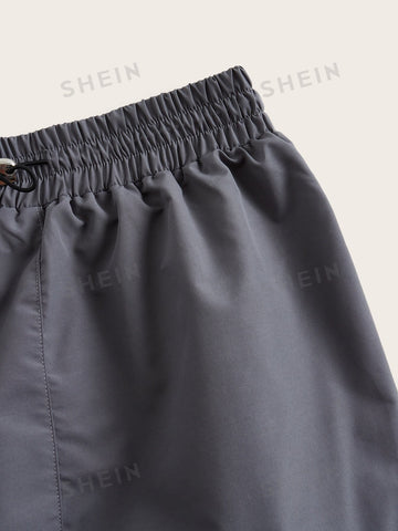 ICON Solid Drawstring Waist Flap Pocket Cargo Skirt