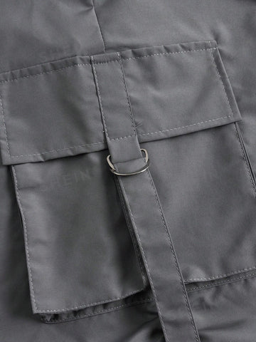 ICON Solid Drawstring Waist Flap Pocket Cargo Skirt