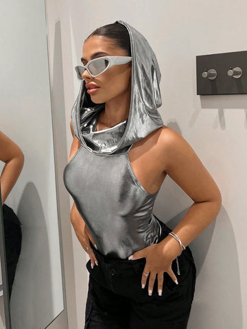 Solid Hooded Tank Bodysuit