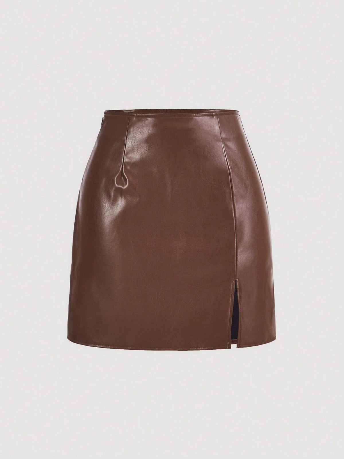 ICON Split Hem PU Leather Mini Skirt