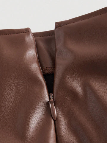 ICON Split Hem PU Leather Mini Skirt