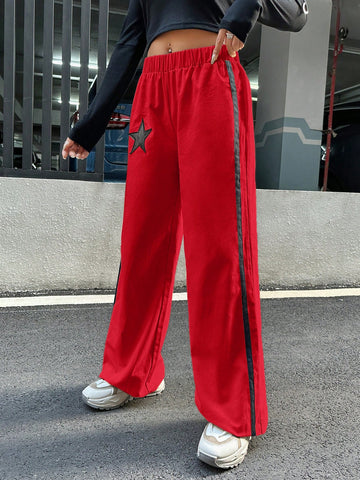 ICON Star Print Contrast Side Striped Pants