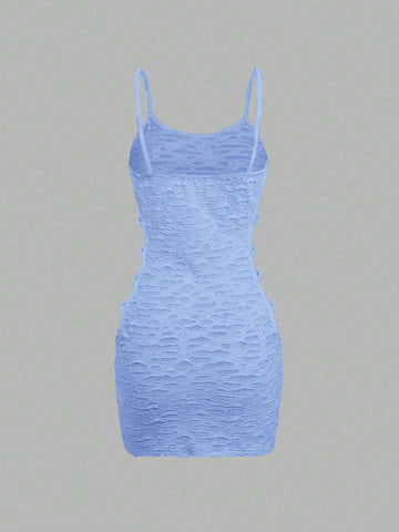 Summer Solid Color Texture Side Slit Cami Dress