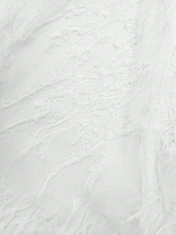 White Lace Banquet Dress With Ruffle Trim Spaghetti Straps