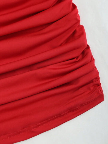 ICON Women'S Strapless Pleated Dress With 3d Floral Decoration