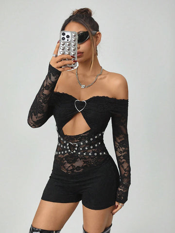 Women Lace Off-Shoulder Jumpsuit