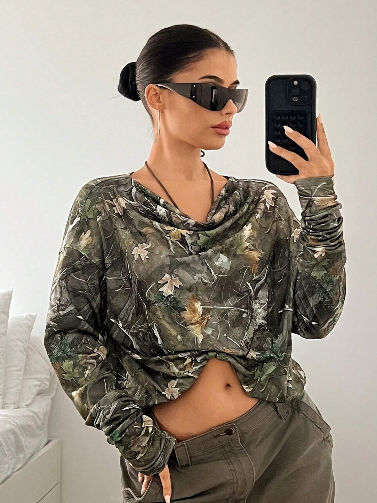 ICON Women's Branch Printed Loose Drop Shoulder Fashion T-Shirt