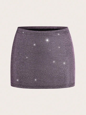 ICON Women's Glitter Bodycon Mini Skirt