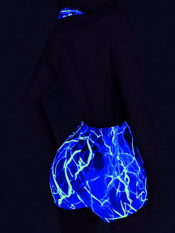 Tie-Dye Print Deep V-Neck Backless Halter Neck Y2K Bodycon Romper