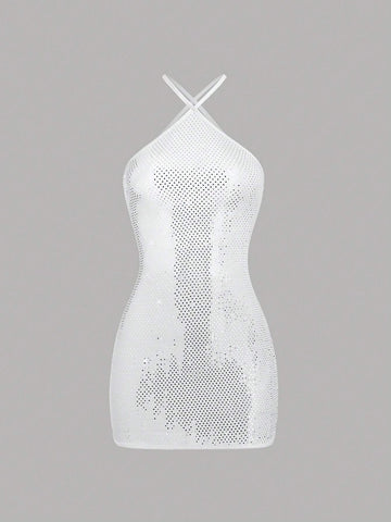 Women's Simple Solid Color Daily Sequin Cami Dress
