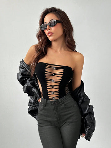 Women's Sleeveless Solid Color Backless Bodysuit