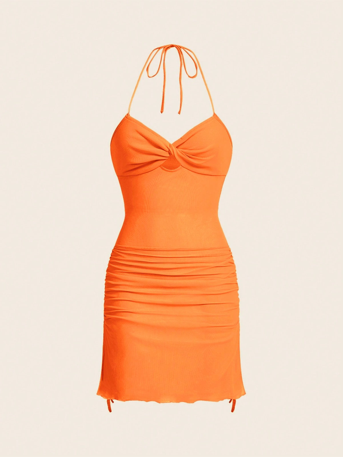 Women's Solid Color Twist Knot Halter Neck Strap Dress