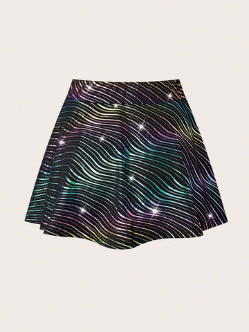 ICON Women's Summer Fashion Ombre Wave Pattern Mini Skirt