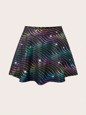 ICON Women's Summer Fashion Ombre Wave Pattern Mini Skirt