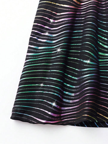 ICON Women's Summer Fashion Ombre Wave Pattern Mini Skirt