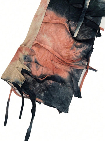 Women's Tie-dye Distressed Long Sleeve T-shirt And Flared Pants Set