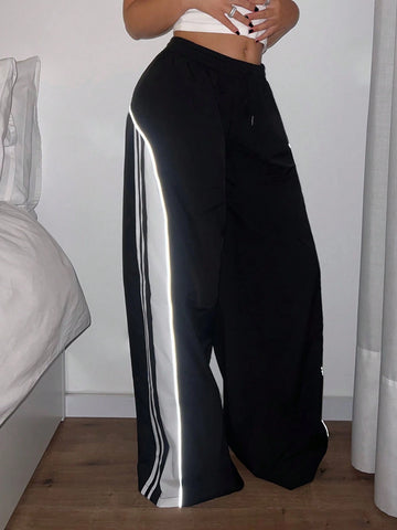 ICON Y2k Cargo Women Pants Baggy Women Pants Wide Leg Women Women`S Super Low-Rise Contrast Color Splice Flare Leg Pants