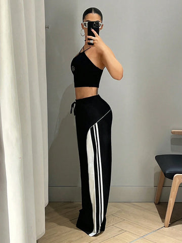 ICON Y2k Cargo Women Pants Baggy Women Pants Wide Leg Women Women`S Super Low-Rise Contrast Color Splice Flare Leg Pants