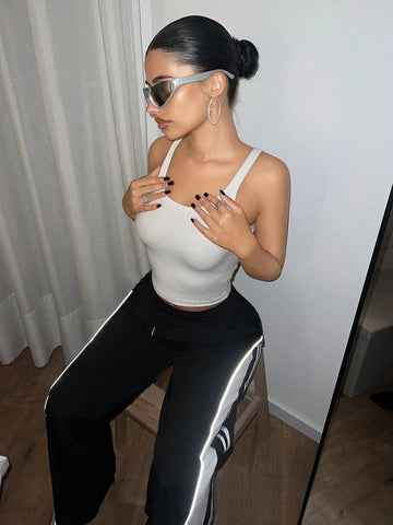 ICON Y2k Cargo Women Pants Baggy Women Pants Wide Leg Women Women`S Super Low-Rise Contrast Color Splice Flare Leg Pants