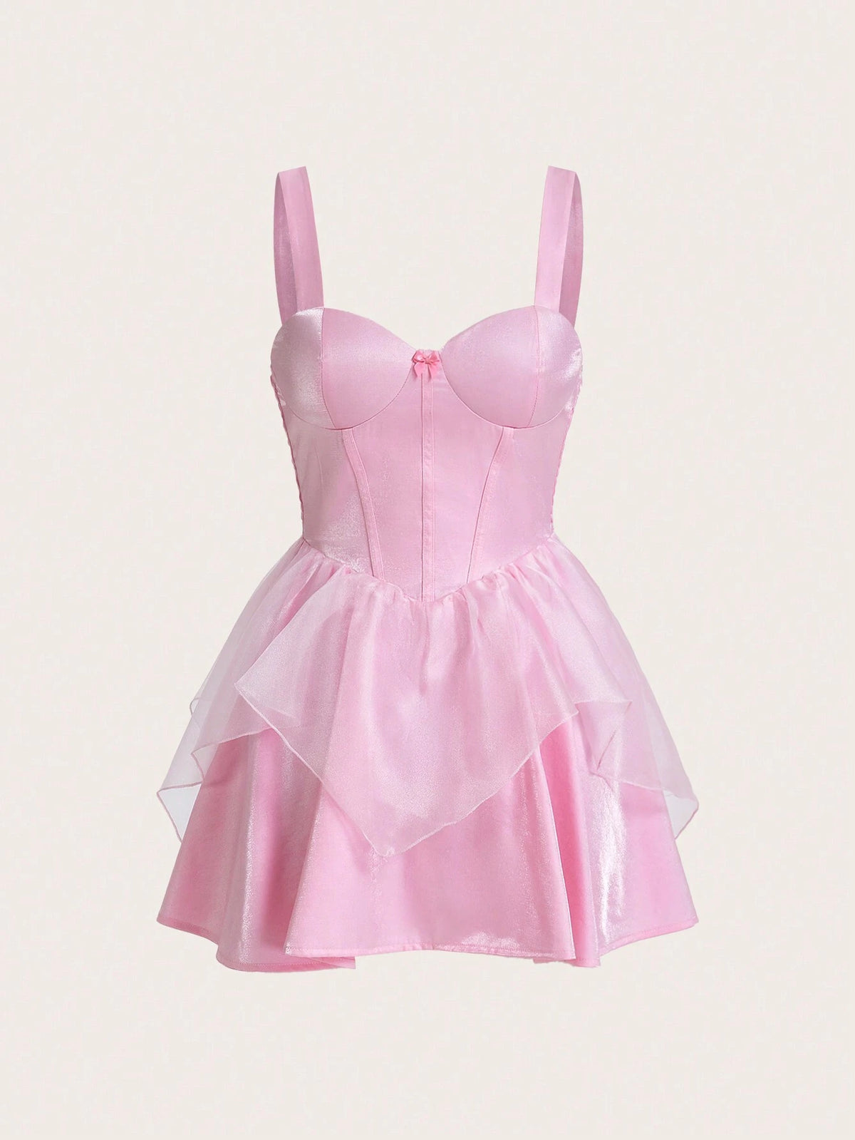 Y2k Summer Spring Outfits Tube Top Princess Cute Pink Dress With Padded Bust, Waistband