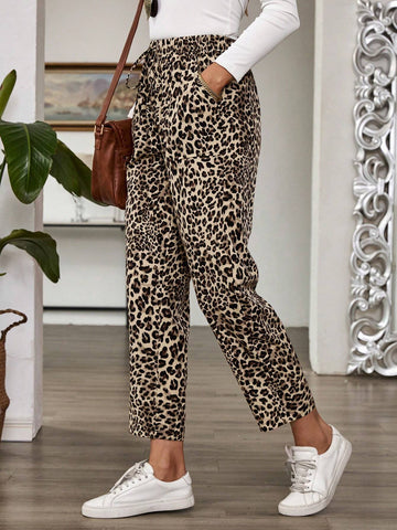 JORESS Women's Casual Elastic Waist Corduroy Straight Leg Pants, Autumn Fall Pants Baggy Women Pants