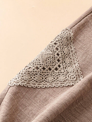 JORESS Women's Holiday Casual Contrast Color Lace Patchwork Long Pants