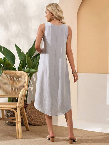 Women's Summer Solid Color Casual Sleeveless Dress