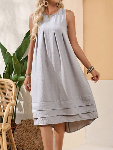 Women's Summer Solid Color Casual Sleeveless Dress